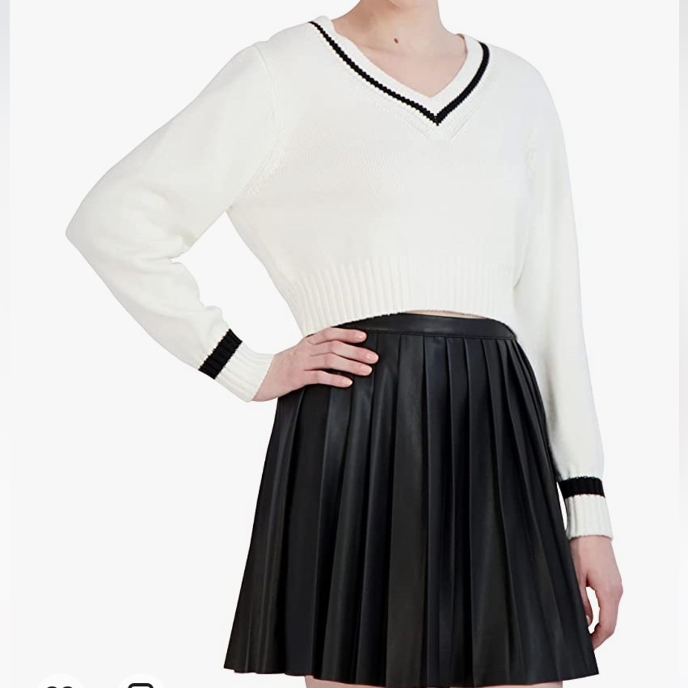 BCBGeneration Pleated Leather Skirt